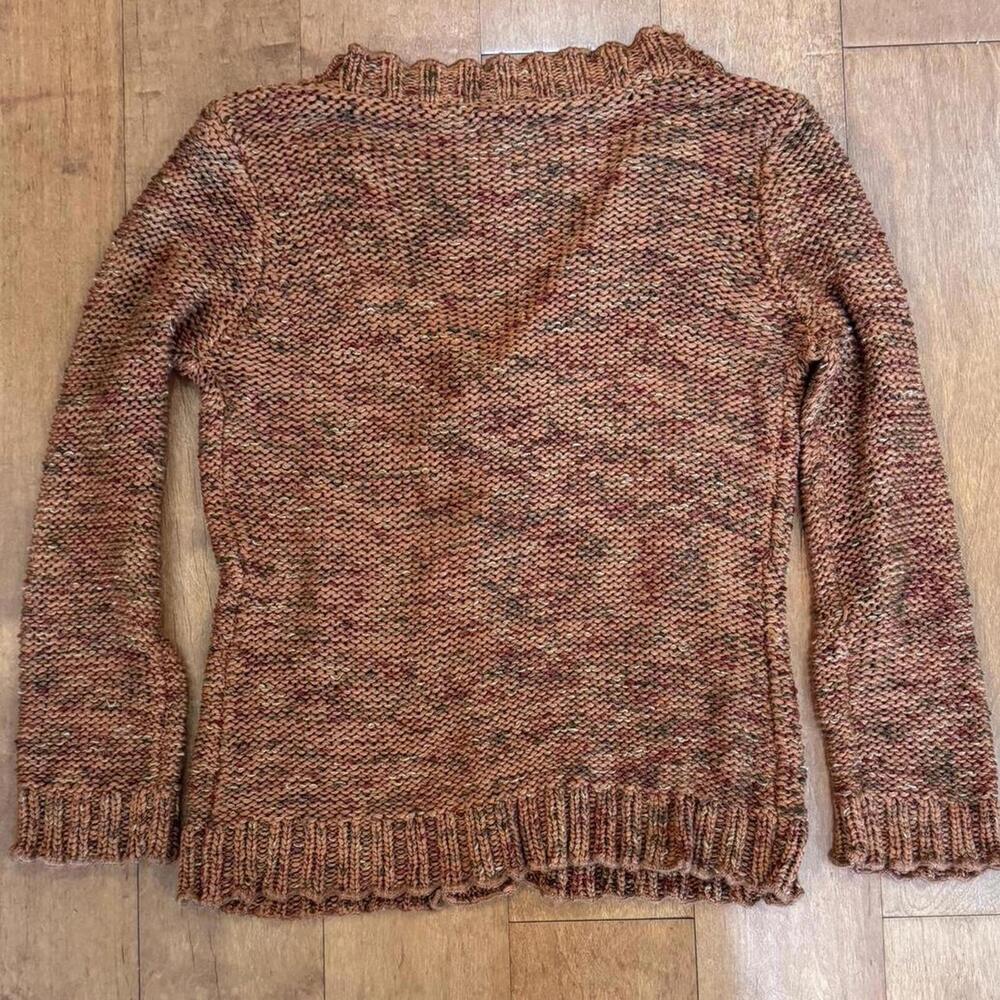 BCBGMAXAZRIA burnt orange cardigan with wood flower buttons Sz. S/M - Picture 5 of 8
